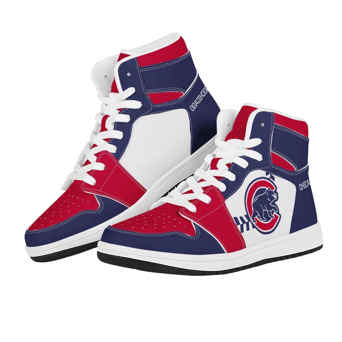 Women's Chicago Cubs High Top Leather AJ1 Sneakers 001